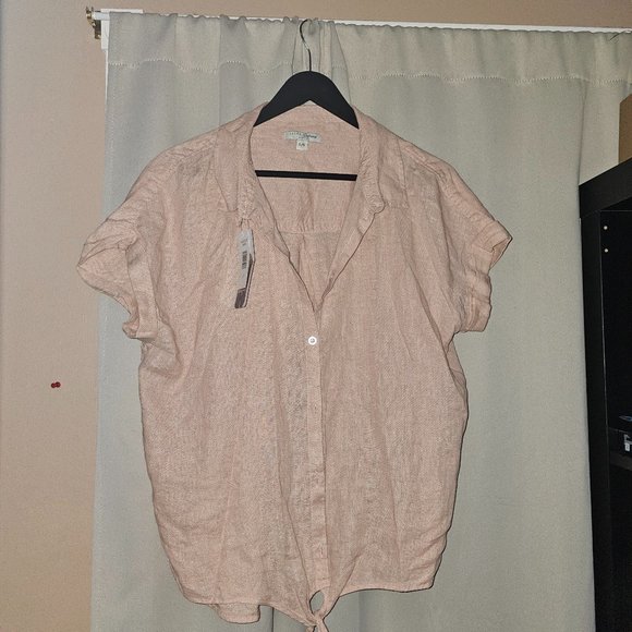 Jachs Girlfriend Linen Blend Tie-front Shirt - Picture 1 of 4